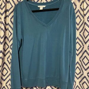 Athleta Teal V-Neck Long Sleeve Top